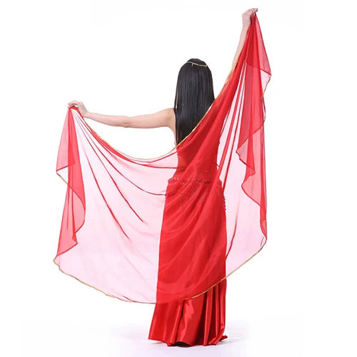 Sheer Polyester Chiffon Half-Circle Veil Red Belly Dancing Dance Props Novelty & Special Use Raqs Stage & Dance Wear Veils