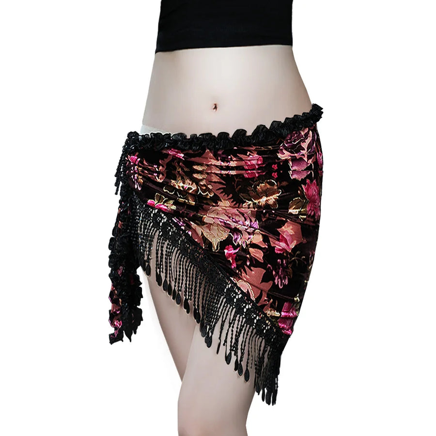 Elegant Rose Tassel Hip Scarf Belly Dancing Hip Scarf Novelty & Special Use Raqs Stage & Dance Wear