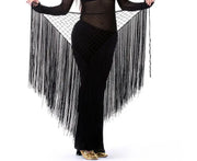 Long Tasseled Hip Scarf V-Shaped Solid Colors Black Belly Dance Belly Dancing Hip Scarf Raqs