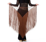 Long Tasseled Hip Scarf V-Shaped Solid Colors Coffee Belly Dance Belly Dancing Hip Scarf Raqs