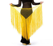 Long Tasseled Hip Scarf V-Shaped Solid Colors Yellow Belly Dance Belly Dancing Hip Scarf Raqs