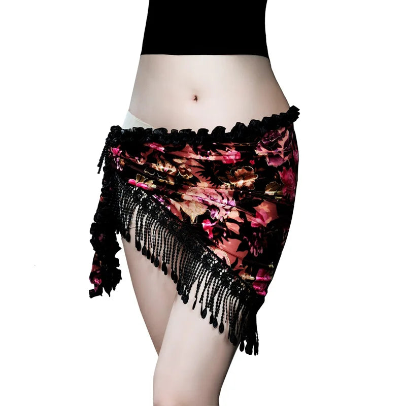 Elegant Rose Tassel Hip Scarf One Size Belly Dancing Hip Scarf Novelty & Special Use Raqs Stage & Dance Wear