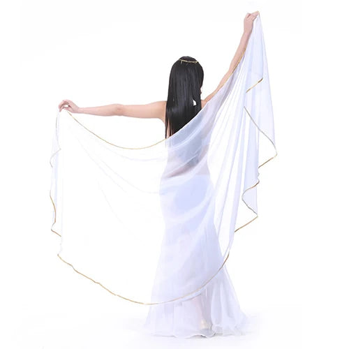 Sheer Polyester Chiffon Half-Circle Veil White Belly Dancing Dance Props Novelty & Special Use Raqs Stage & Dance Wear Veils