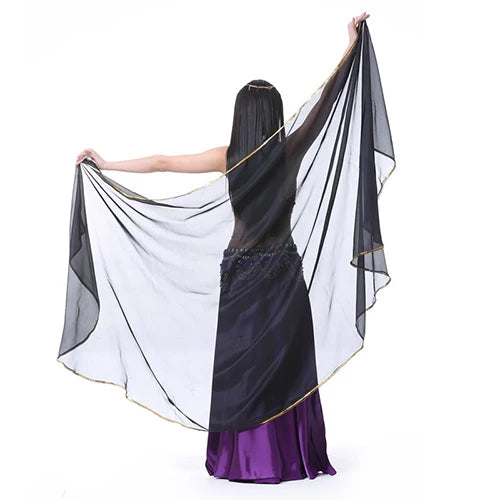 Sheer Polyester Chiffon Half-Circle Veil Black Belly Dancing Dance Props Novelty & Special Use Raqs Stage & Dance Wear Veils