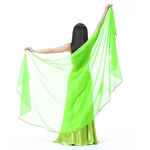 Sheer Polyester Chiffon Half-Circle Veil Light green Belly Dancing Dance Props Novelty & Special Use Raqs Stage & Dance Wear Veils