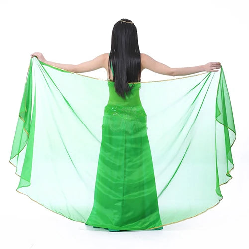 Sheer Polyester Chiffon Half-Circle Veil Dark green Belly Dancing Dance Props Novelty & Special Use Raqs Stage & Dance Wear Veils