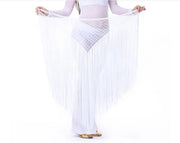 Long Tasseled Hip Scarf V-Shaped Solid Colors White Belly Dance Belly Dancing Hip Scarf Raqs