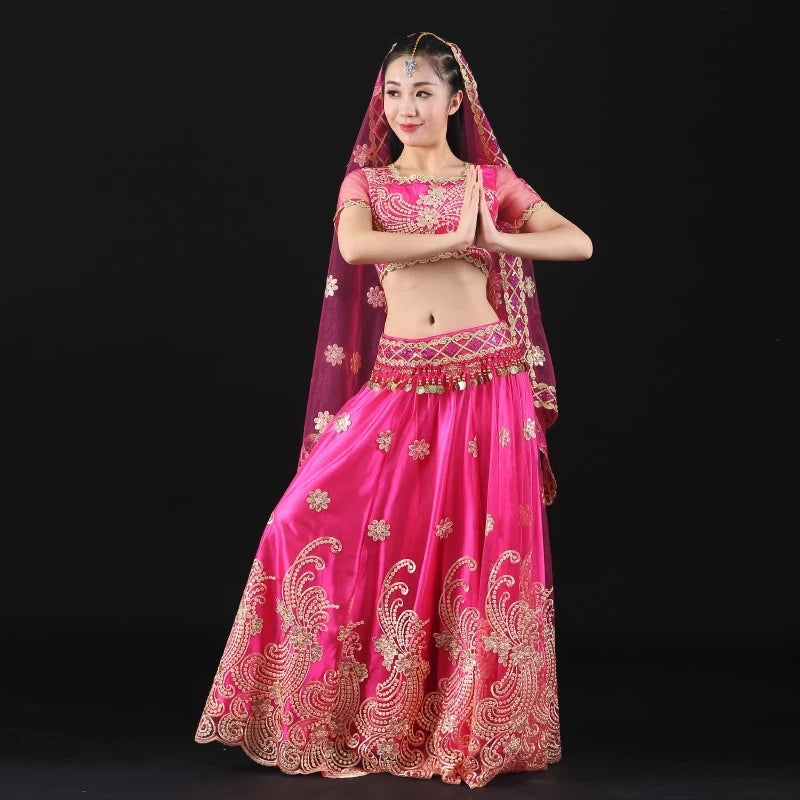 Bollywood Dance Costume 4-piece Set Bollywood Raqs Troupe Costume