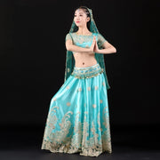 Bollywood Dance Costume 4-piece Set Turquoise Bollywood Raqs Troupe Costume