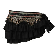 Ruffled Tribal Coin Hip Scarf Black Belly Dancing Hip Scarf New Novelty & Special Use Raqs Stage & Dance Wear Tribal