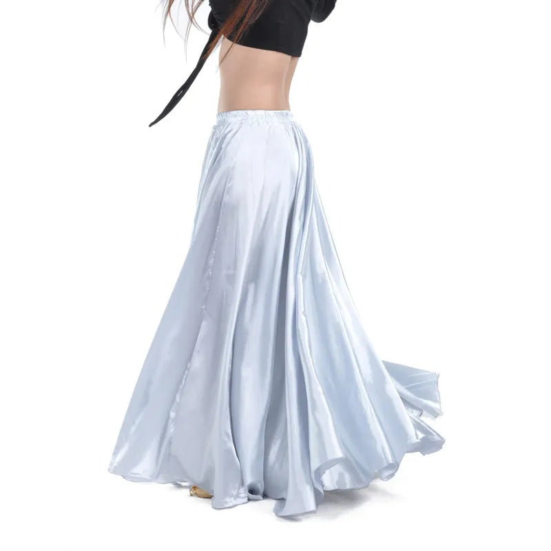 Long Satin Dance Skirt One Size, Many Colors Silver one-size Belly Dancing Novelty & Special Use Raqs Stage & Dance Wear