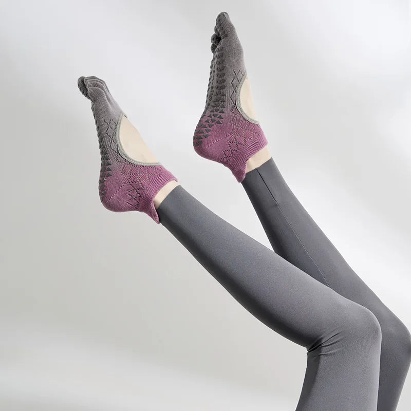 Gradient Yoga Toe Socks Purple Gray Gradient US sock size 9-11 Footwear Socks Yoga Yoga Socks