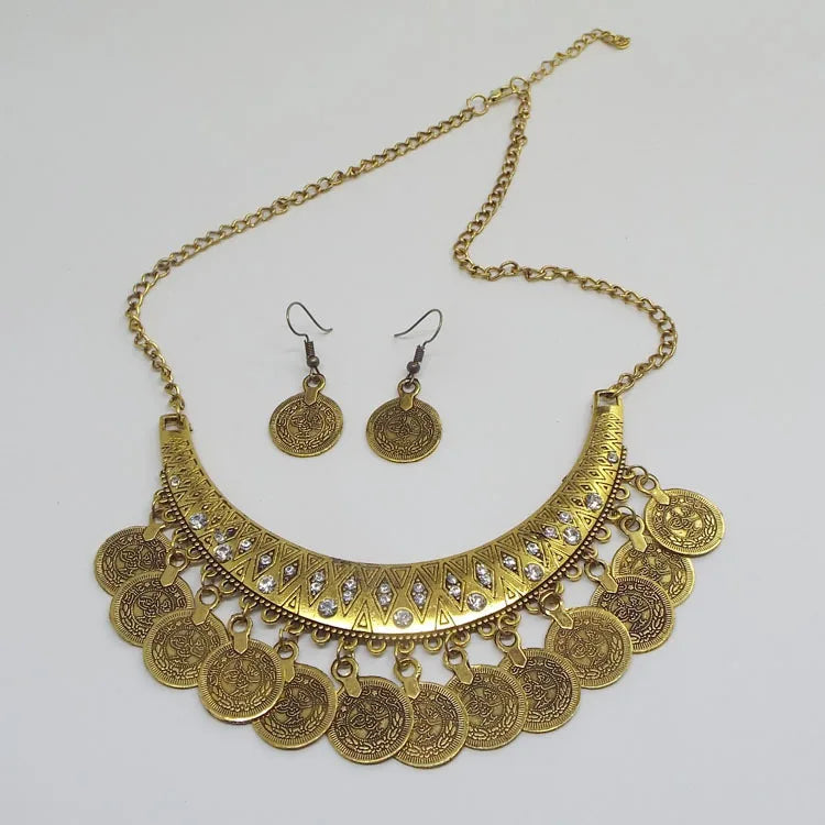 Coin Necklace and Earring Set Jewelry Raqs