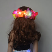 Hawaiian Hula Lei Headband Glow LED Flower Crown Festival Hula LED Raqs