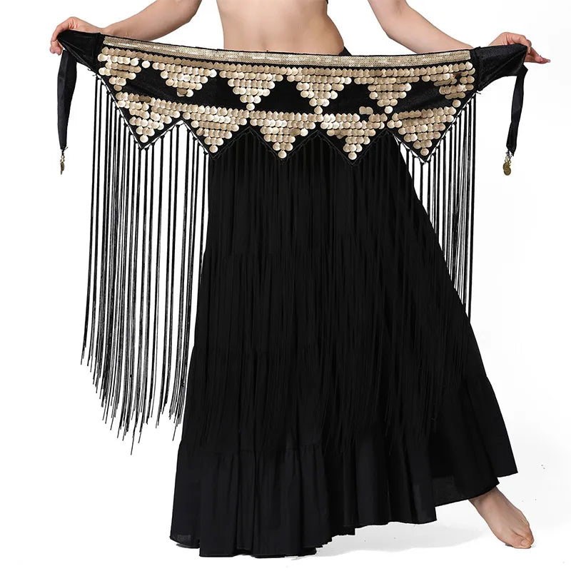 Tribal Long Fringe/Sequin Hip Scarf Hip Scarf Raqs Tribal