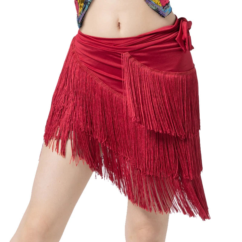 Fringe Wrap Hip Scarf/Skirt Red one-size Hip Scarf Raqs