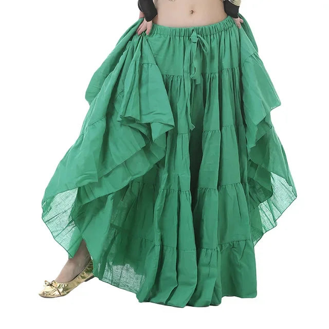 Tribal Style 15-Yard Cotton Circle Skirt Green one-size Festival Gypsy Skirt Plus-sizes Available Raqs Skirts Tribal