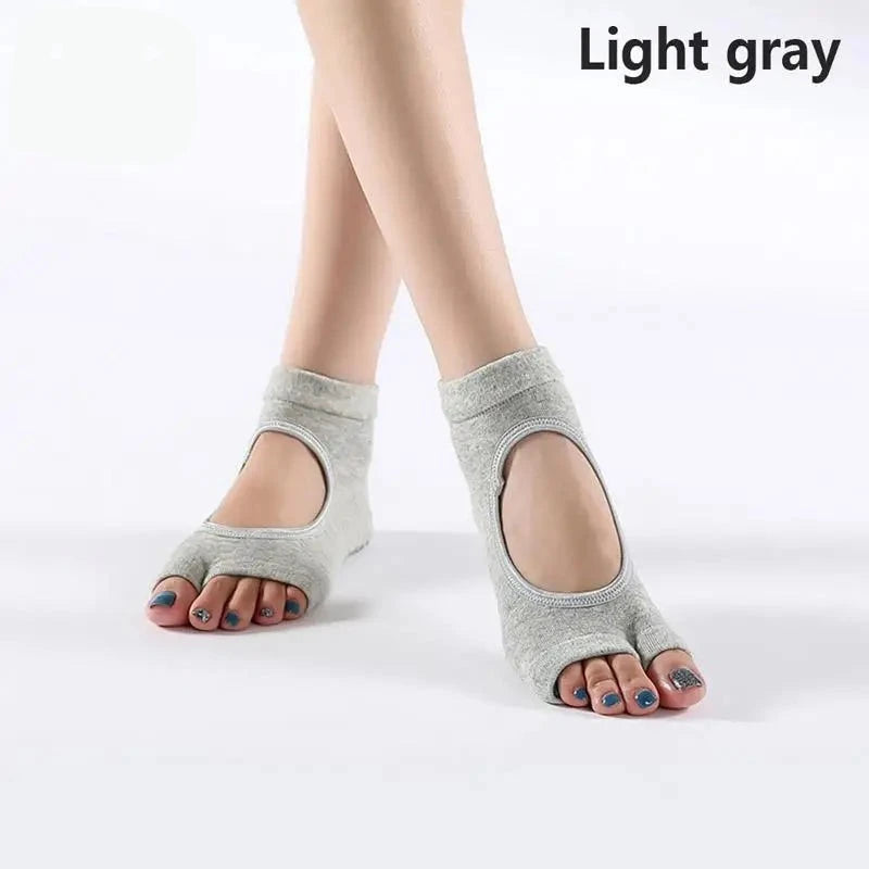 Open-Toe Yoga/Dance/Pilates Sock Light Gray US sock size 9-11 Socks Yoga