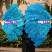 Large (130cm/29") Pair Ostrich Feather Burlesque Fans 13 Staves Burlesque Dance Props Fans Raqs