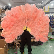 Large (130cm/29") Pair Ostrich Feather Burlesque Fans 13 Staves Burlesque Dance Props Fans Raqs