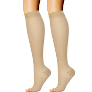 Open-Toe Compression Socks No Zipper Tan Lifestyle New Socks