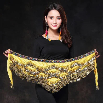 Belly Dance Coin Belt - Many Colors Festival Hip Scarf Raqs