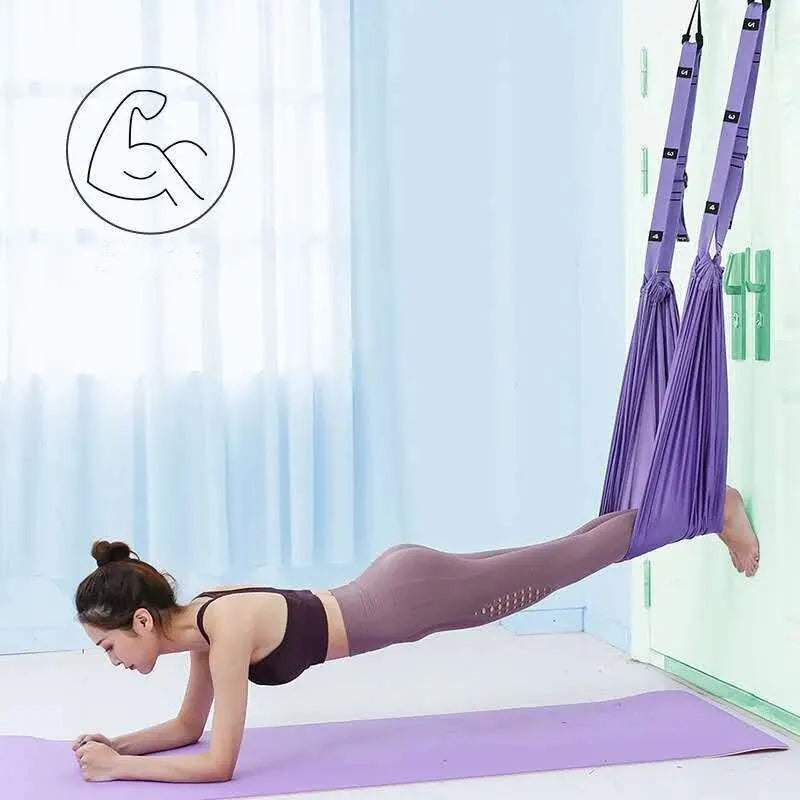 Over-door Aerial Yoga Harness Stretch & Inversion Trainer Purple Yoga Yoga Props