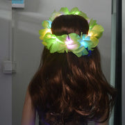 Hawaiian Hula Lei Headband Glow LED Flower Crown Festival Hula LED Raqs