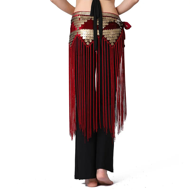 Tribal Long Fringe/Sequin Hip Scarf Hip Scarf Raqs Tribal