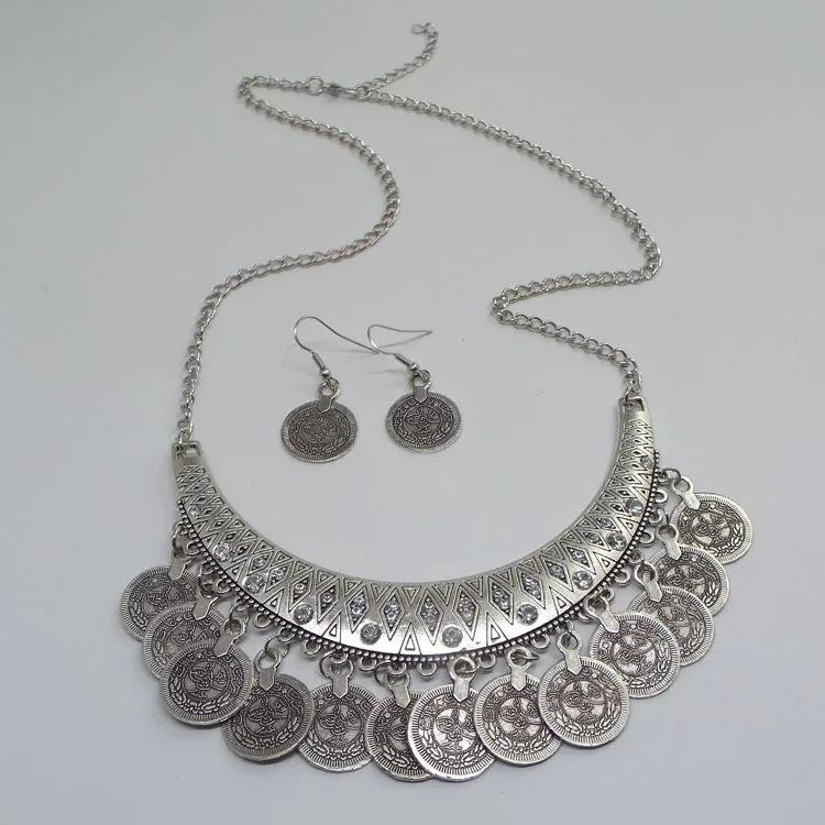 Coin Necklace and Earring Set Jewelry Raqs