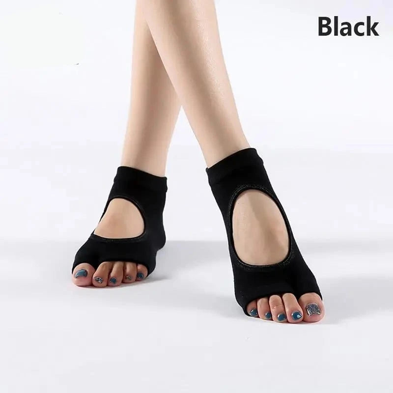 Open-Toe Yoga/Dance/Pilates Sock Black US sock size 9-11 Socks Yoga