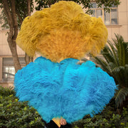 Large (130cm/29") Pair Ostrich Feather Burlesque Fans 13 Staves Burlesque Dance Props Fans Raqs