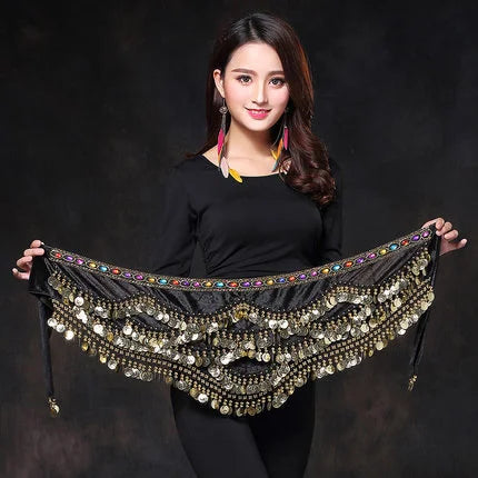 Belly Dance Coin Belt - Many Colors Festival Hip Scarf Raqs