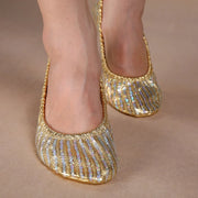 Sparkly Gold/Silver Sequin Stripe Belly Dance Slippers Belly Dance Footwear Raqs