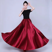 Long Satin Dance Skirt One Size, Many Colors Wine red one-size Belly Dancing Novelty & Special Use Raqs Stage & Dance Wear