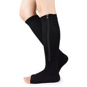 Open-Toe Zip-up Knee-High Medium Compression Socks Black Cute Lifestyle New Socks