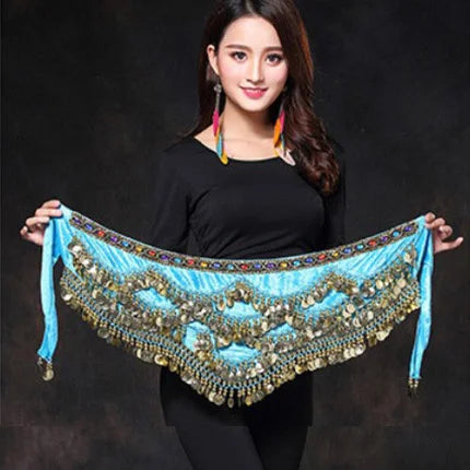 Belly Dance Coin Belt - Many Colors Festival Hip Scarf Raqs