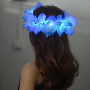 Hawaiian Hula Lei Headband Glow LED Flower Crown Festival Hula LED Raqs