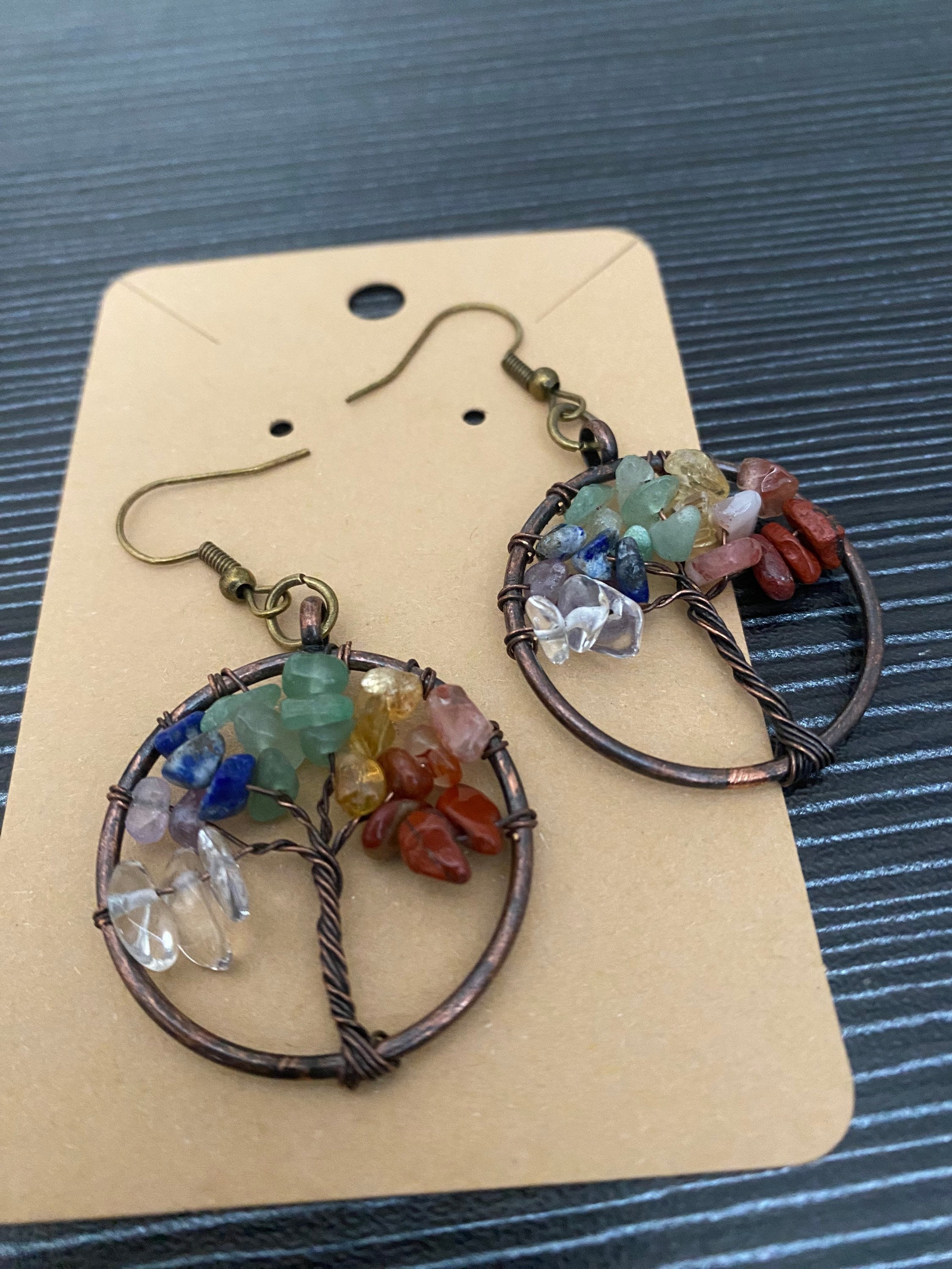 Chakra Bead Tree of Life Dangle Loop Earrings Earrings Gift Hoop Earrings Jewelry LIfestyle Yoga